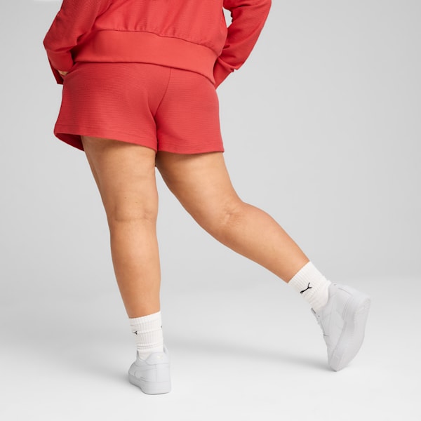 Shorts de 4" de jacquard para mujer Premium Essentials A-Line, Red Fire, extralarge